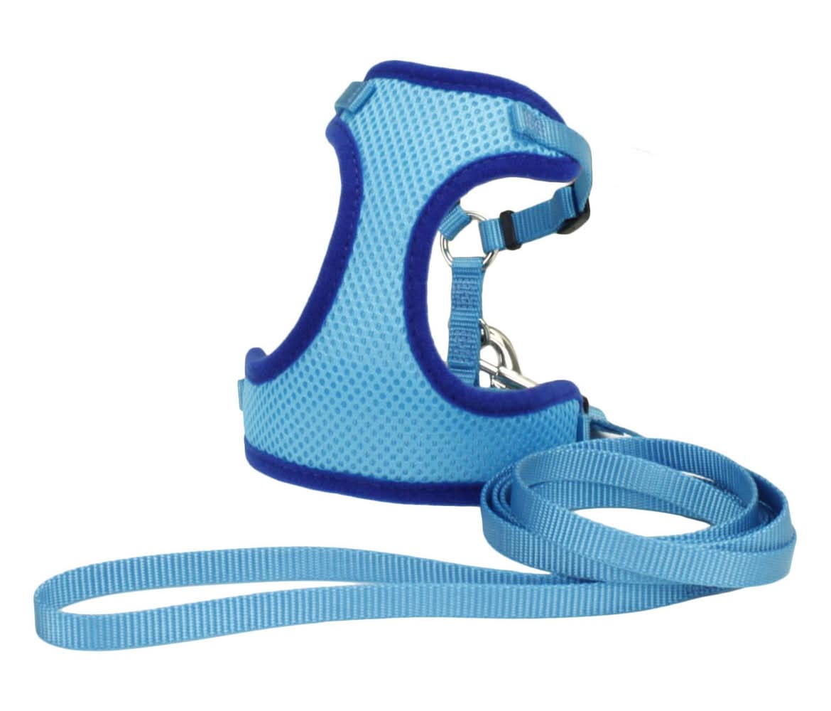 Coastal Comfort Soft Adjustable Blue Lagoon Mesh Cat Harness & Leash, 1 ea