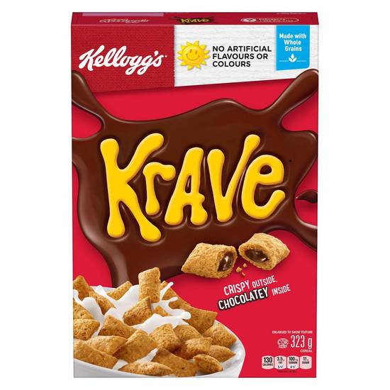 Céréales kellogg's krave saveur de chocolat, 323g (323 g) - krave crispy chocolatey cereal (323 g)