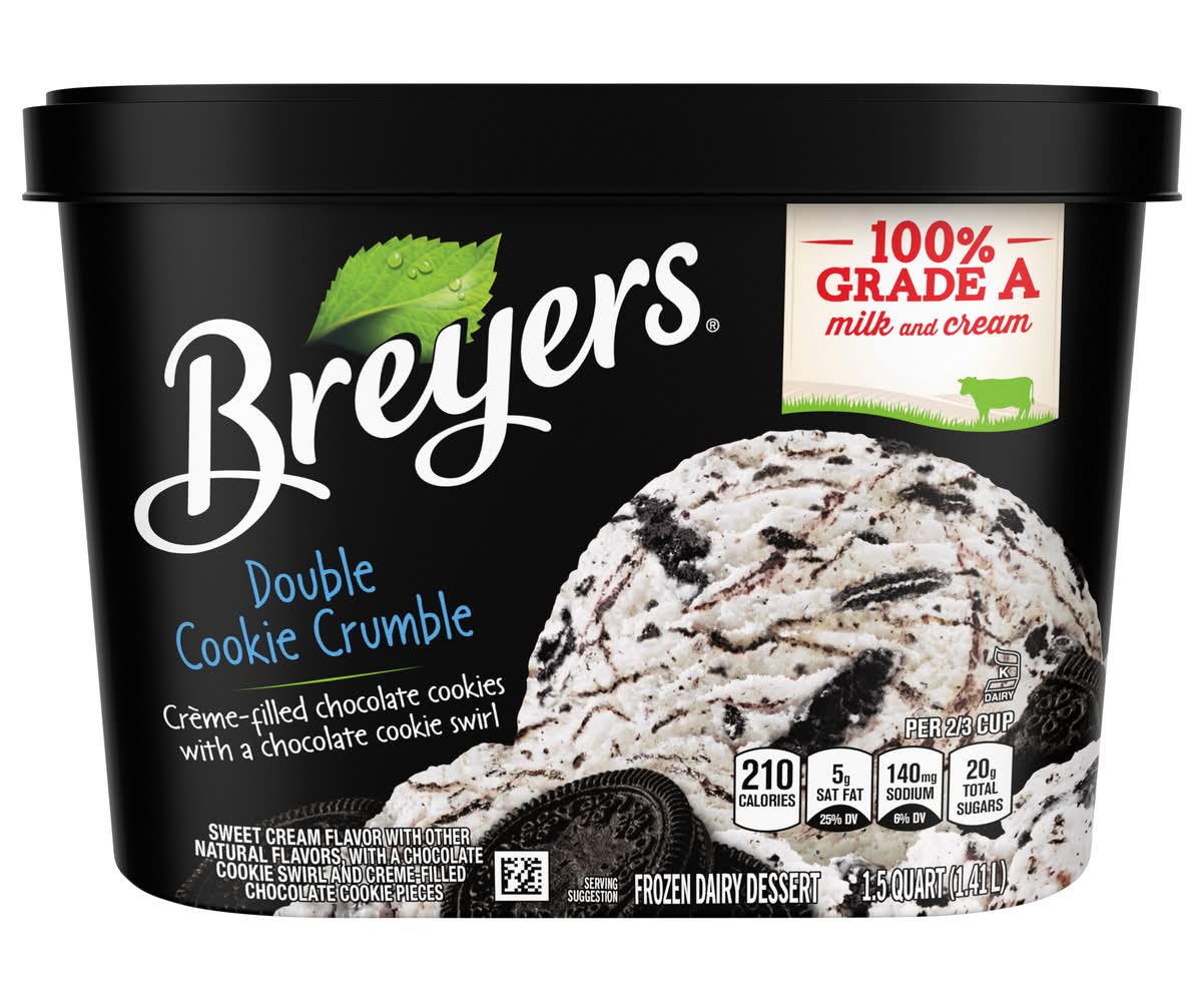 Breyers Frozen Dairy Dessert, Cookies & Cream (1.5 qt)