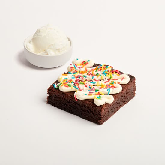 Birthday Cake Brownie With Ice Cream