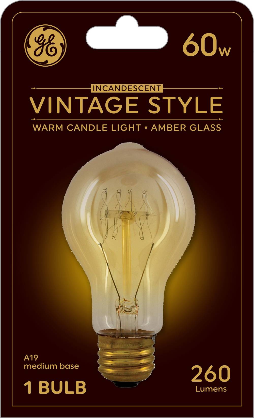 GE 60 -Watt EQ A19 Warm candlelight Medium base (E-26) Dimmable Incandescent Decorative Light Bulb | 93130926