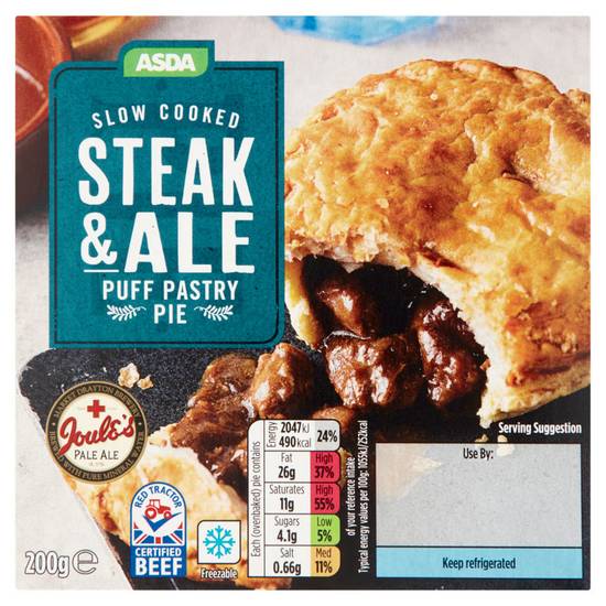 Asda Slow Cooked Steak & Ale Puff Pastry Pie 200g