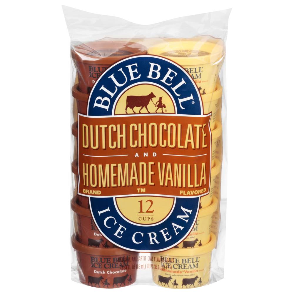 Blue Bell Dutch Chocolate & Homemade Vanilla Ice Cream Cups (12 ct)