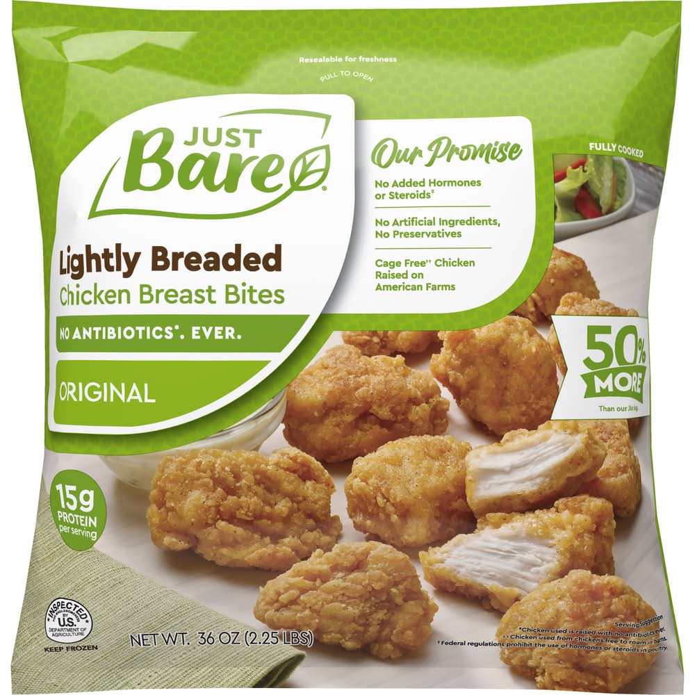 Just Bare Original Lightly Breaded Chicken Breast Bites (36 oz)