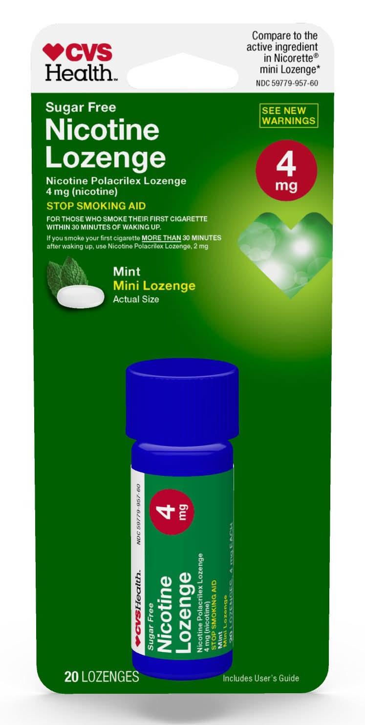Cvs Sugar Free Nicotine 4Mg Lozenge, Mint, 20 Ct