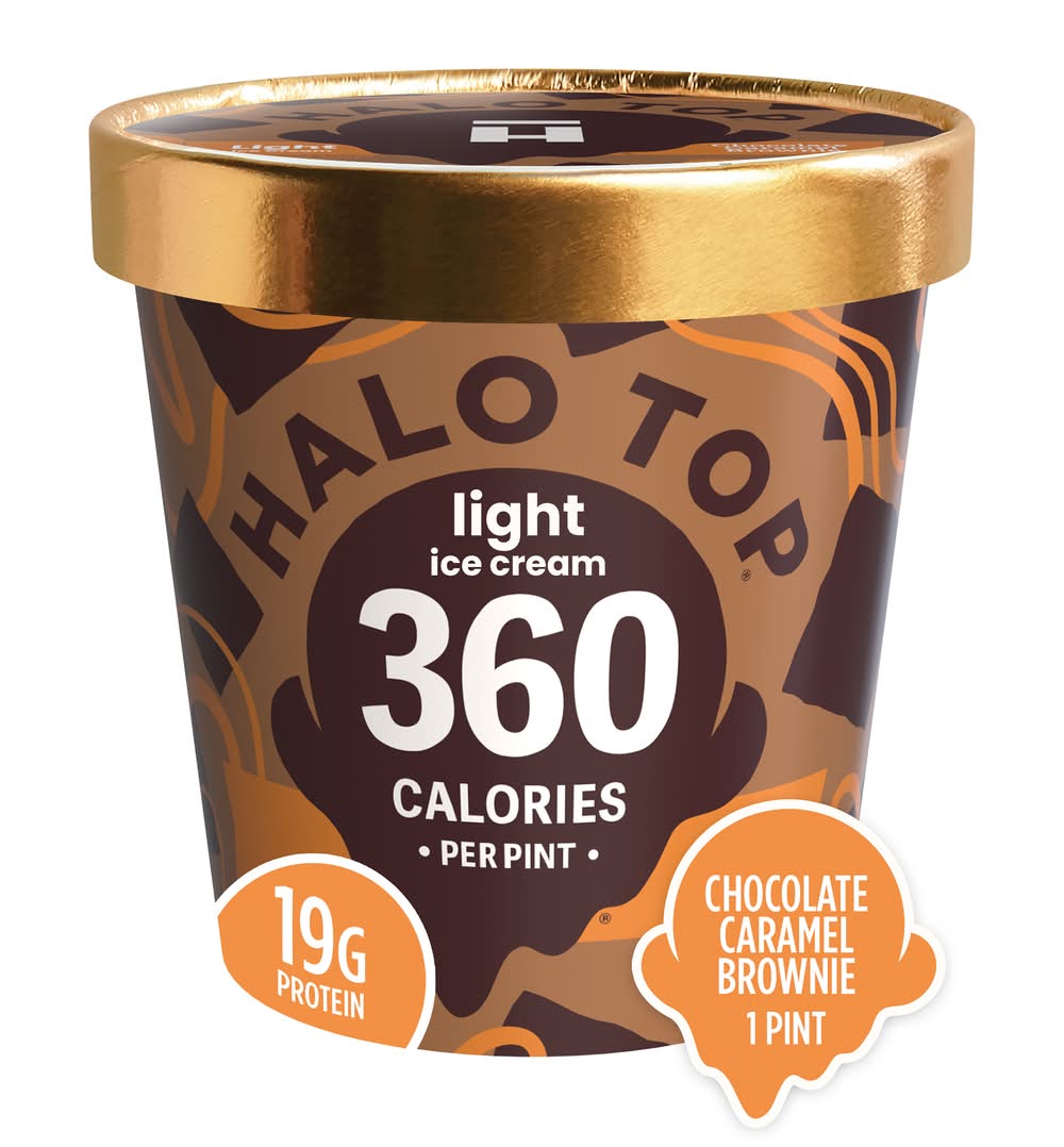 Halo Top Light Ice Cream, Chocolate Caramel Brownie (16 fl oz)