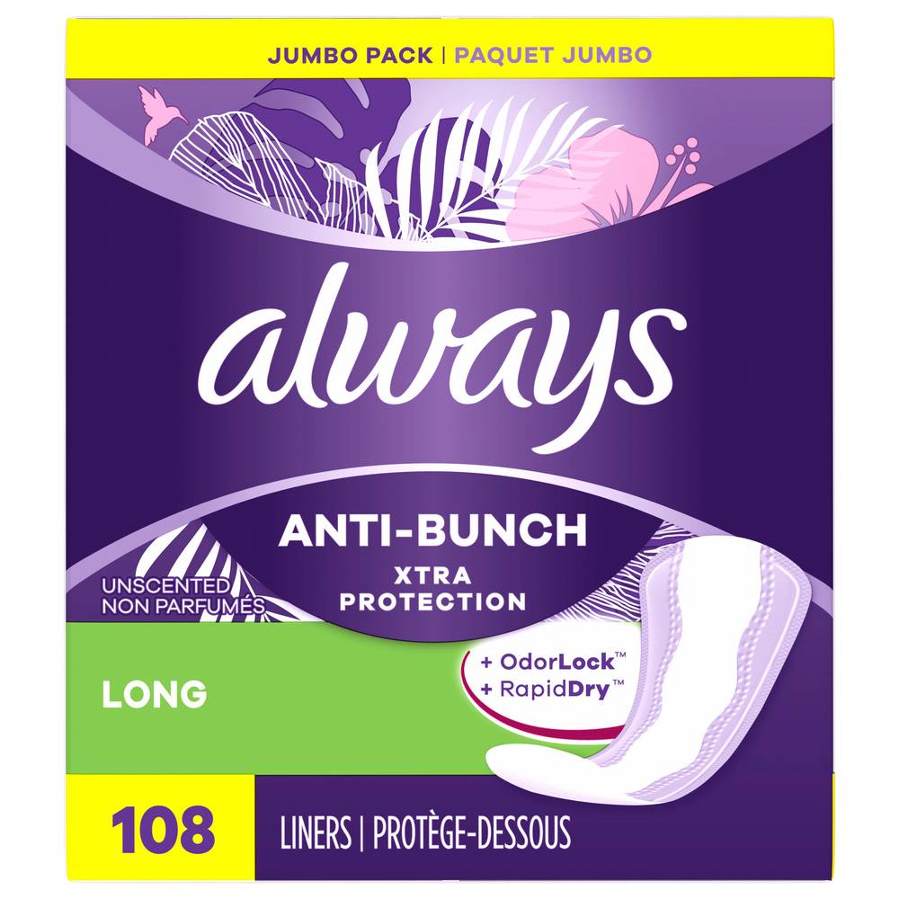 Always Liners Daily Xtra Protection Long Jumbo pack (108 ct)