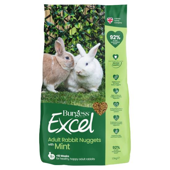 Burgess Excel Adult Rabbit Nuggets With Mint (1.5kg)