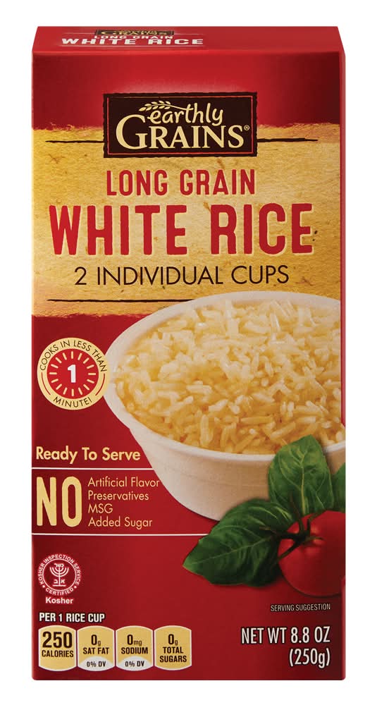 Earthly Grains Long Grain White Rice Cups (8.8 oz, 2 ct)