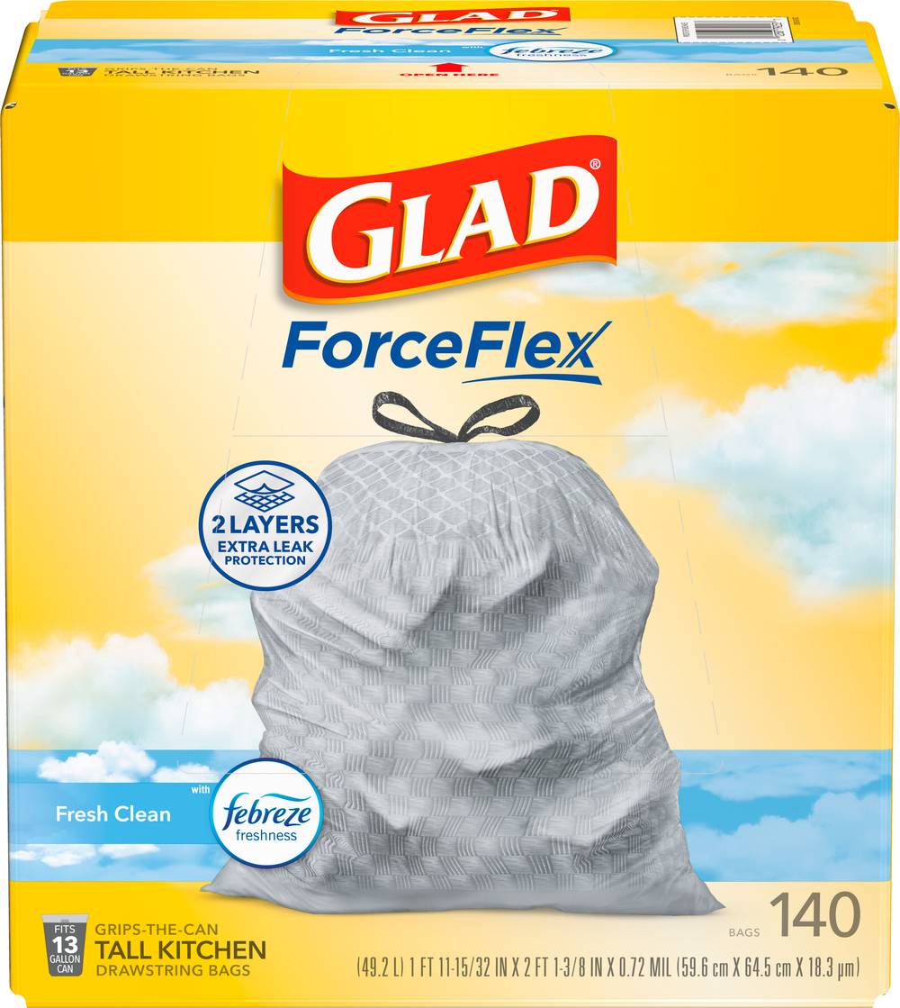 Glad Forceflex Tall Kitchen Drawstring Trash Bags (140 ct)