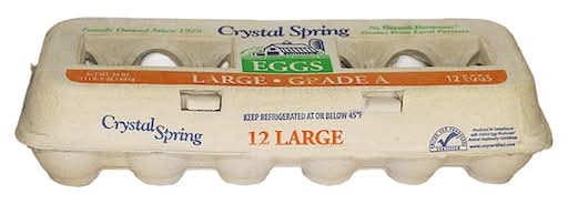 Crystal Springs White Eggs Molded Tray, Large (12 ct)