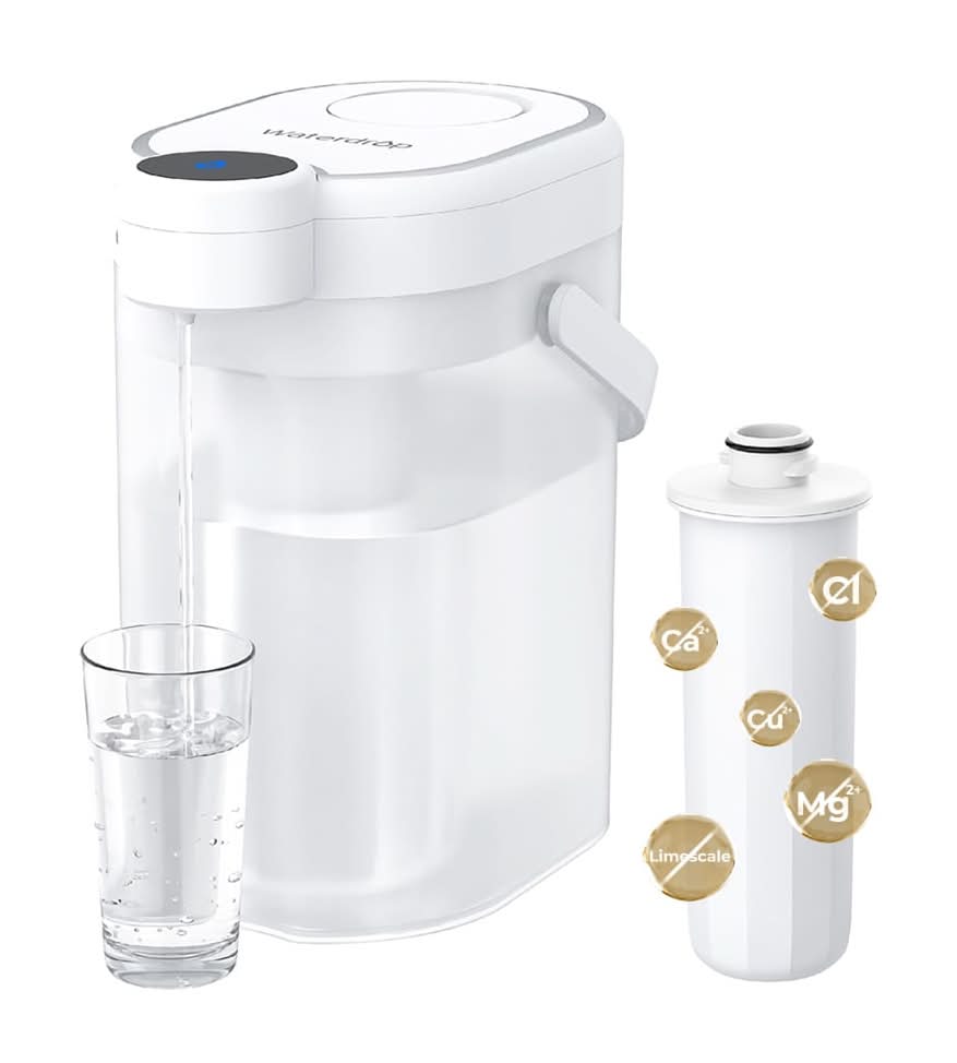 Waterdrop Electric Water Filtration Pitcher 18-Cup White Plastic Water filter pitcher