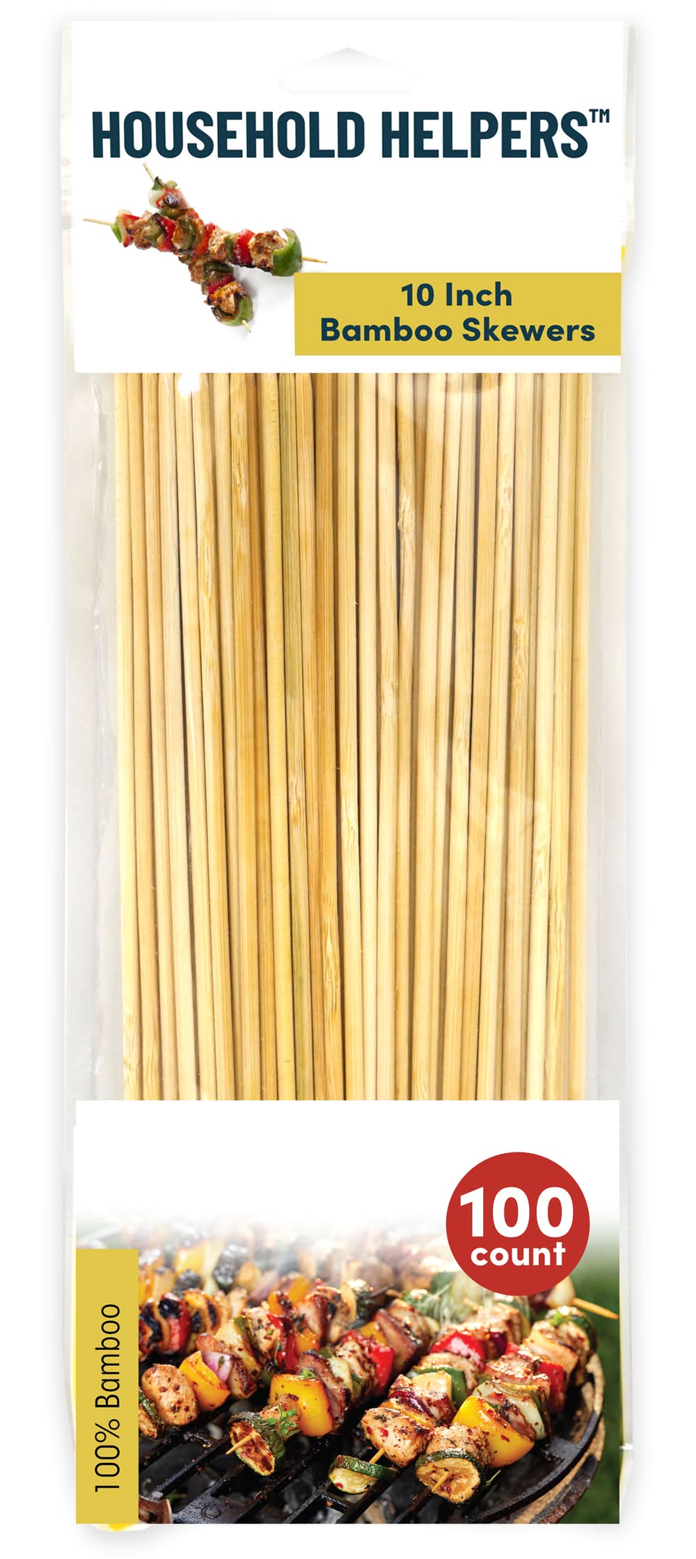 Household Helpers Bamboo Barbeque Skewers, 10 in (100 ct)