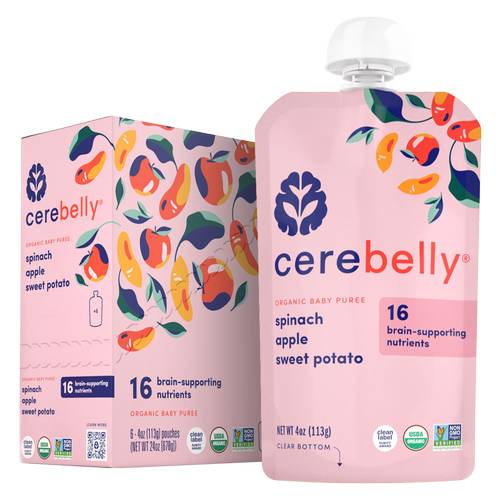 Cerebelly Organic Spinach Apple Sweet Potato Baby Puree 4oz 6pk