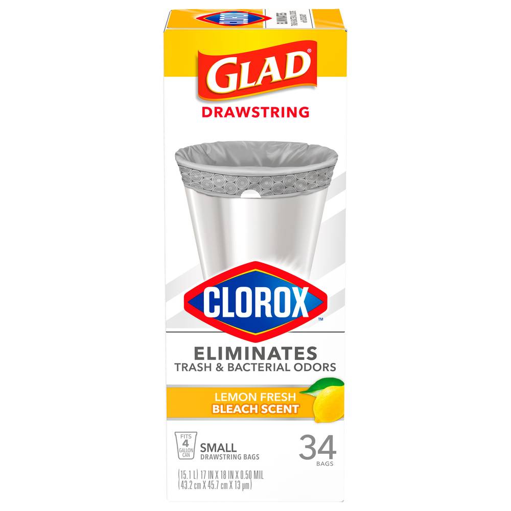 Glad 4 Gallon Lemon Fresh Bleach Scent Trash Bags