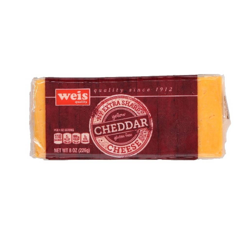 Weis New York Extra Sharp Cheddar Cheese Bar, Yellow (8 oz)