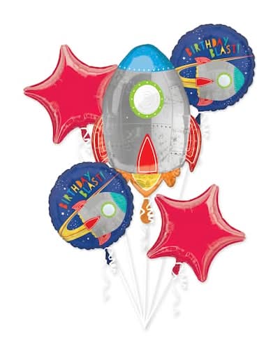 Inflated Birthday Blast Foil Balloon Bouquet