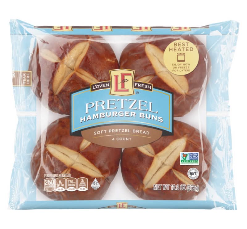 L'oven Fresh Pretzel Hamburger Buns, 4 count