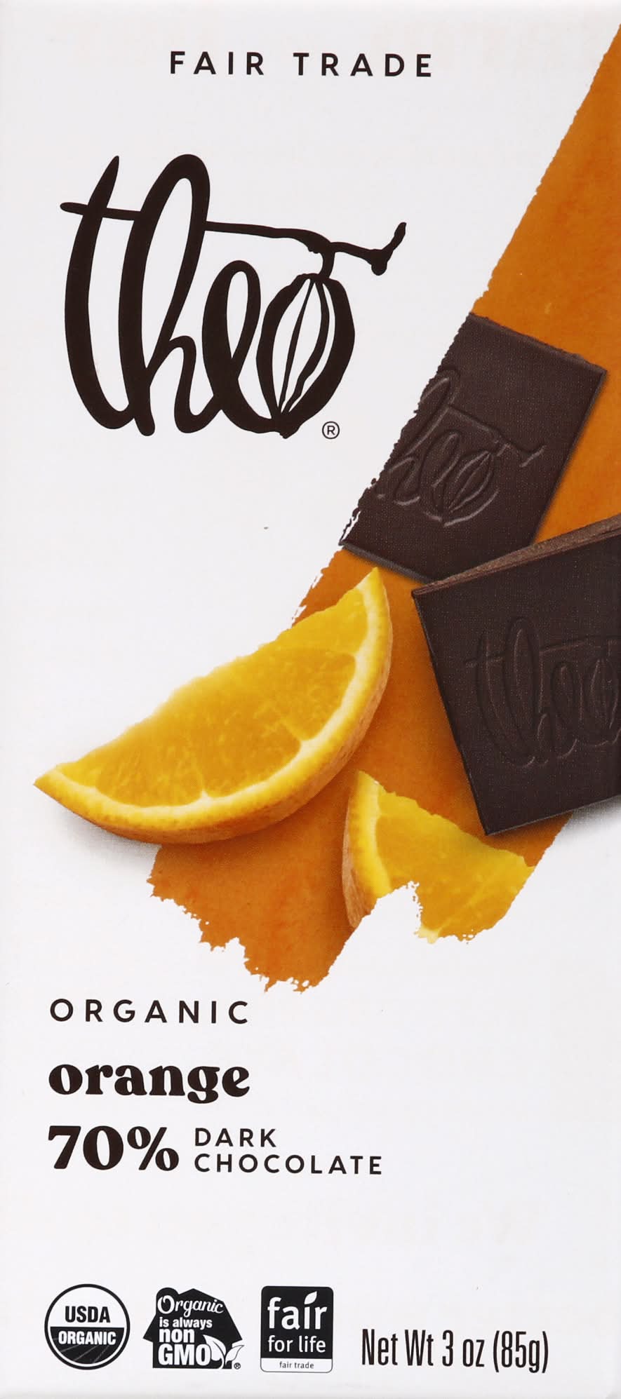 Theo Organic Orange 70% Dark Chocolate Bar (3 oz)