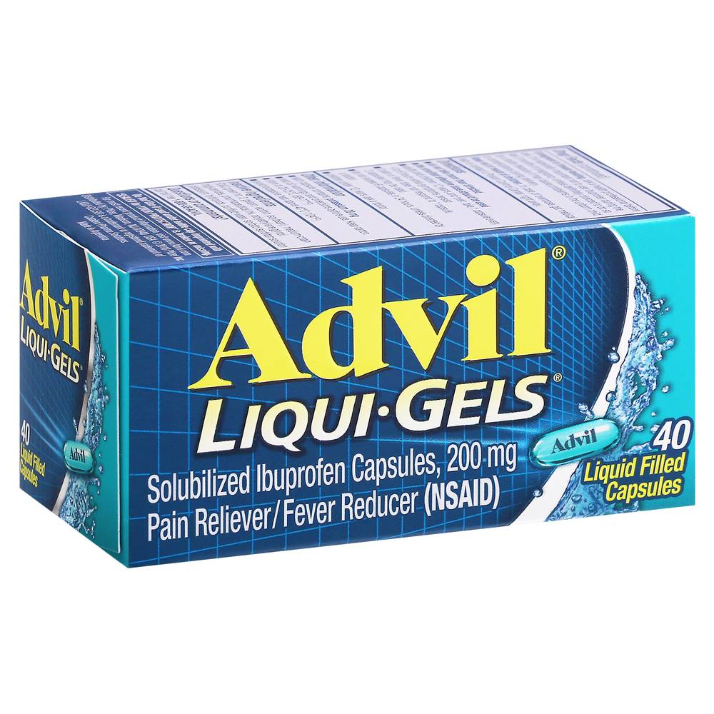 Advil Liqui-Gels Pain Reliever and Fever Reducer Ibuprofen 200mg Capsules (2.4 oz, 40 ct)