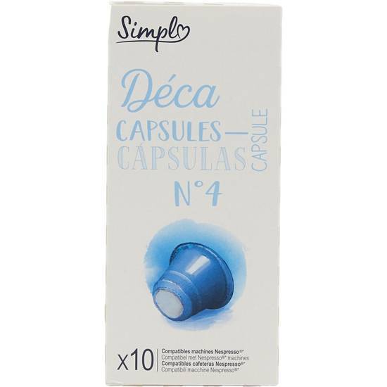 Simpl - Café capsules compatibles nespresso décaféiné n4 (50 g)