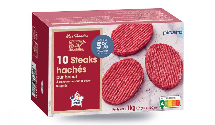 10 steaks hachés, 5% M.G maximum