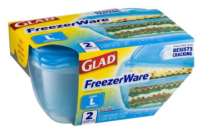 Glad Freezerware 2 Large Containers L With Lids BPA Free Freezer