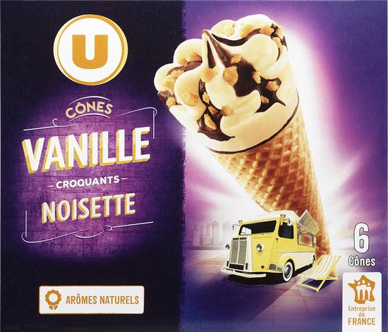 Cones Vanille U X6 Produit U 384 gr