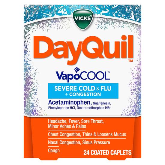 Vicks Dayquil Vapocool Severe+ Cold & Flu Coated Caplets (24 ct)