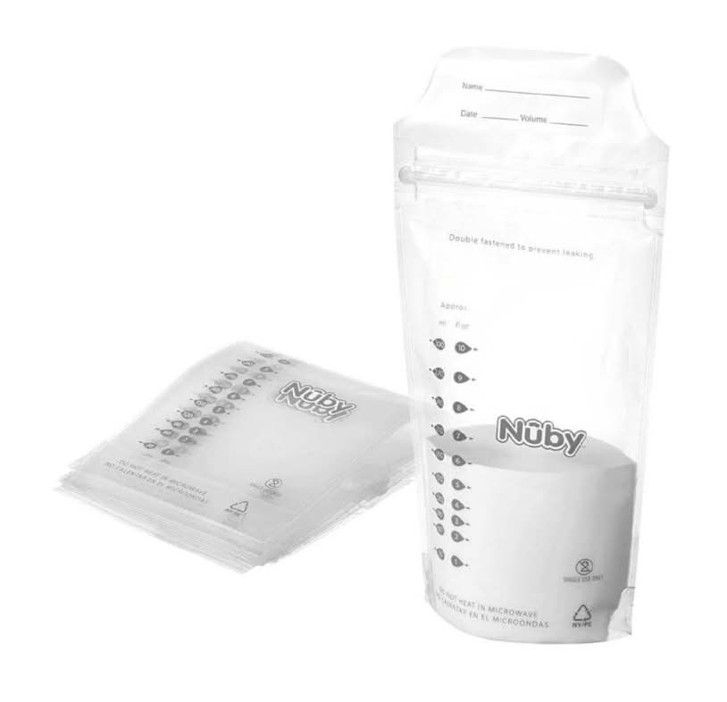 Nuby White-Clear, Natural Touch Breast Milk Storage Bags (25 pack)
