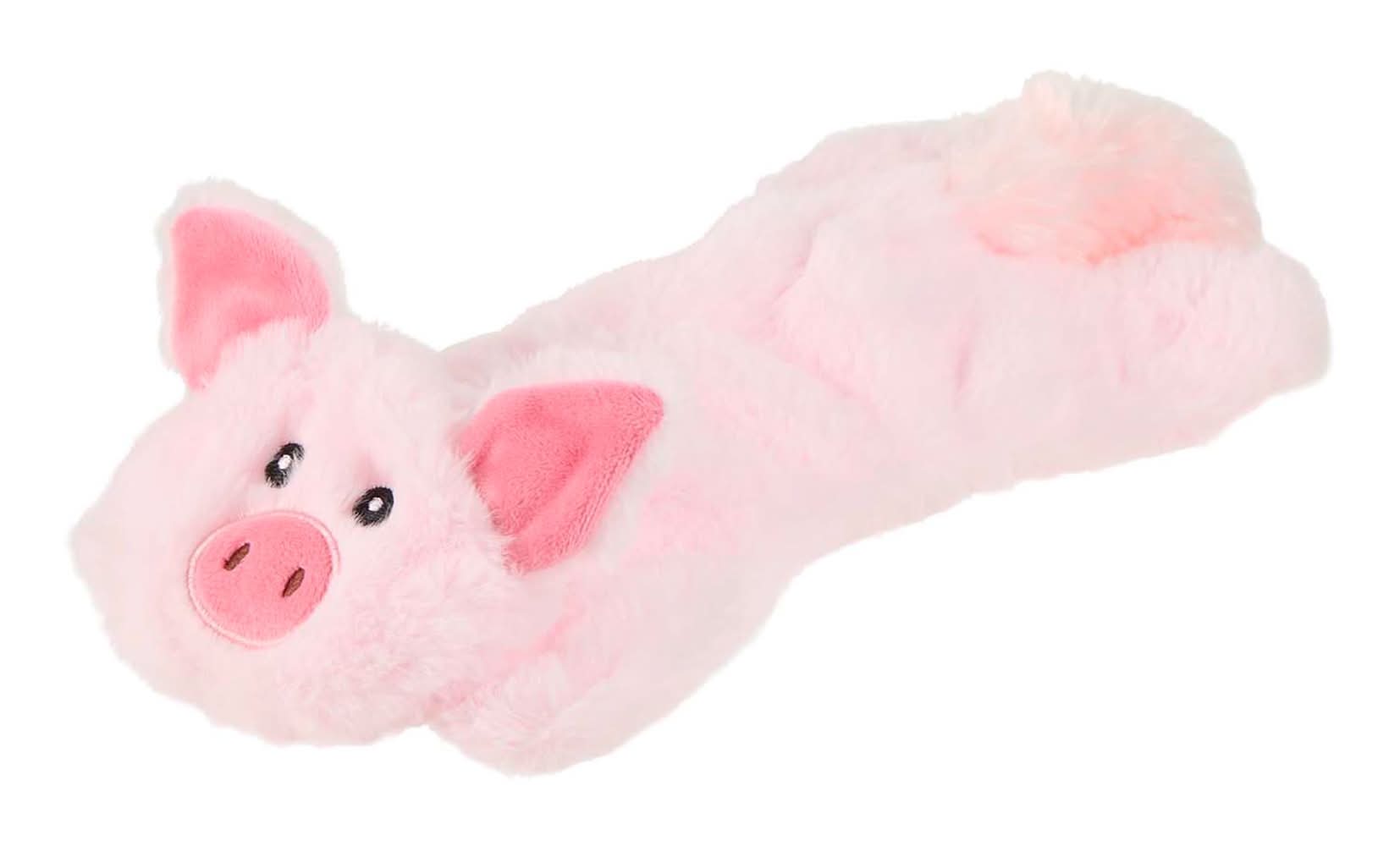 Joyhound® Crazy Comfy Flattie Pig Squeaker Crinkle Plush Dog Toy (Color: Pink, Size: Large)