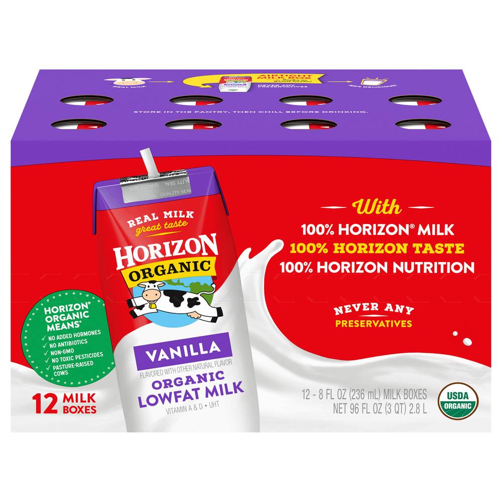 Horizon Organic Organic Low Fat Milk, Vanilla (12 x 8 fl oz)