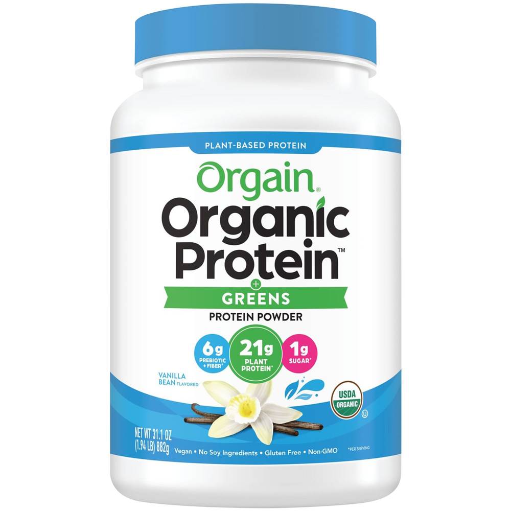 Orgain Organic Vegan Protein Powder + Greens, Vanilla (1.94 lbs)