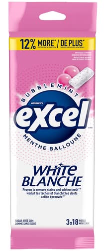 Excel White Bubblemint Chewing Gum (3 ct)