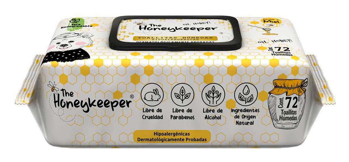 The Honeykeeper · Toallitas húmedas hipoalergénicas, miel (72 un)