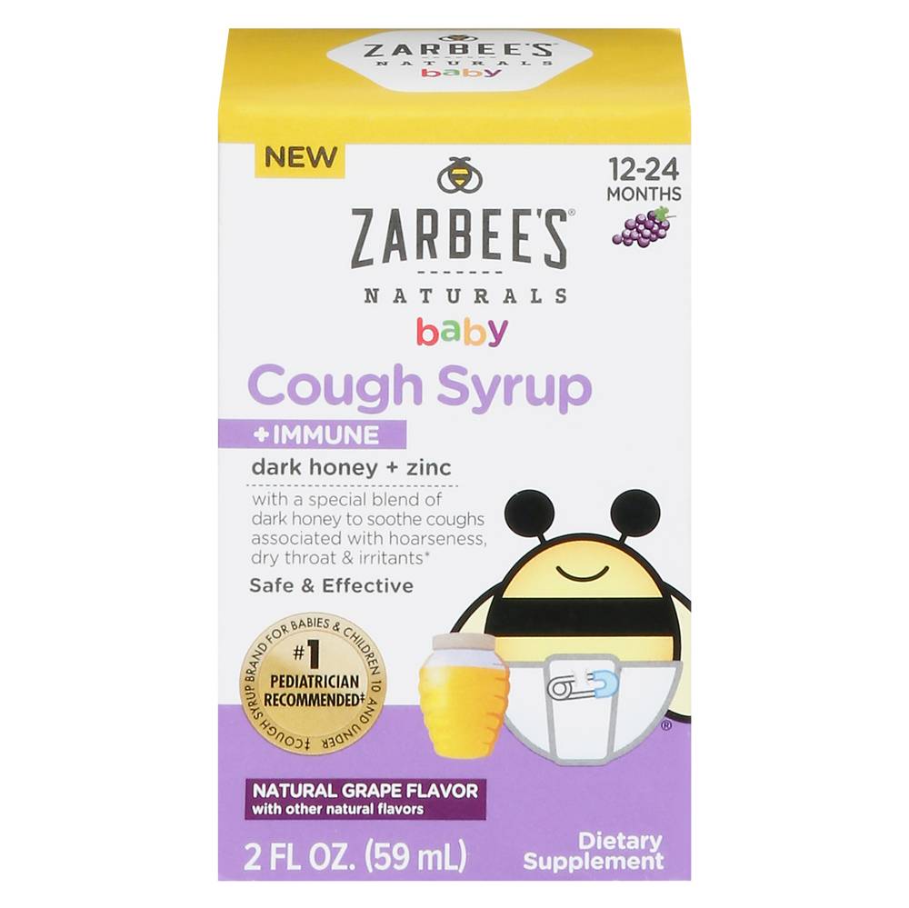 Zarbee's Baby Cough Syrup & Immune Support Dietary Supplement, Natural Grape, 12-24 M (2 fl oz)