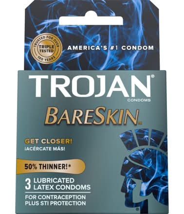 Trojan Bareskin Latex Condoms - 3CT