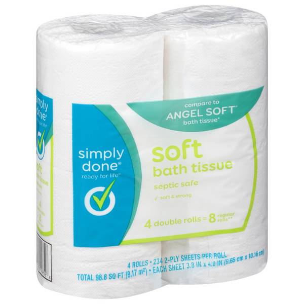 Simply Done Bath Soft Tissue Double Rolls, 3.8 in x 4.0 in (4 ct)