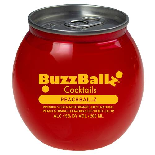 BuzzBallz Peachballz Cocktails, Orange (6.76 fl oz)