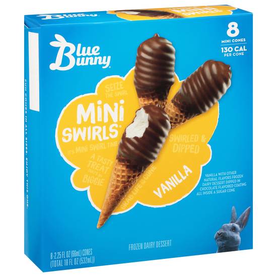 Blue Bunny Mini Swirls Vanilla Frozen Dairy Dessert (8 ct)