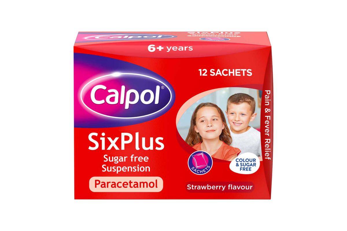 Calpol SixPlus Sugar Free Suspension Strawberry Flavour 6+ Years - 12x5ml sachets