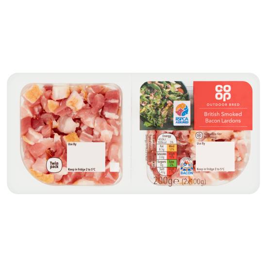 Co-Op British Smoked Bacon Lardons 2 X 100g