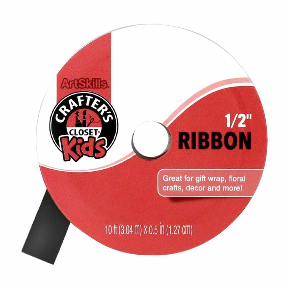 Crafter's Closet Kids Ribbon, 10ft x 0.5in, Black