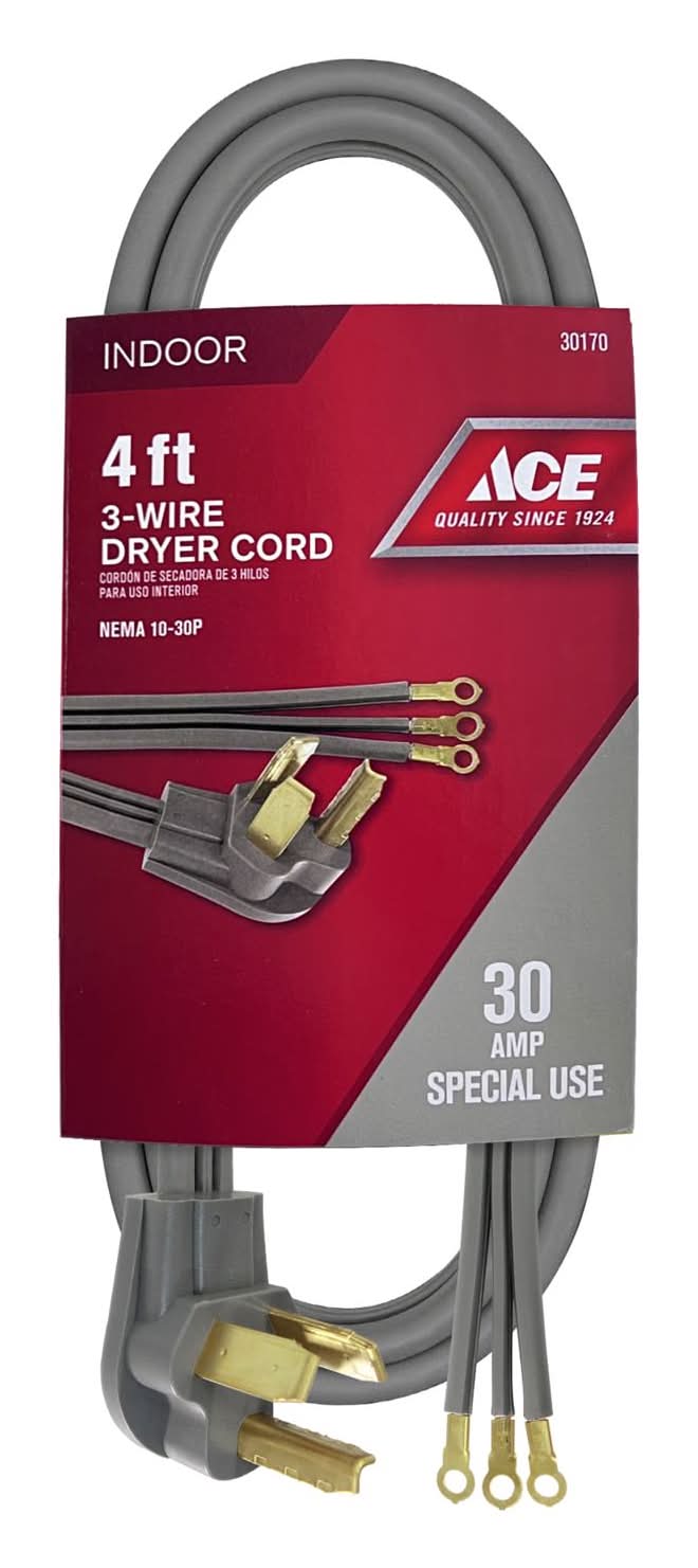 ACE 10/3 Srdt 125/250 V 4 Ft. L Dryer Cord 3 Wire