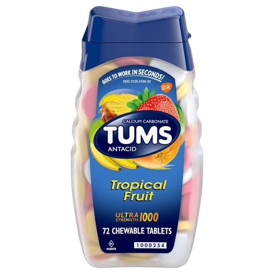 Tums Antacid Ultra Strength Tropical Fruit Flavors Chewable Tablets (72 ct)