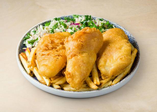 3 PIECE BATTERED FISH & CHIPS