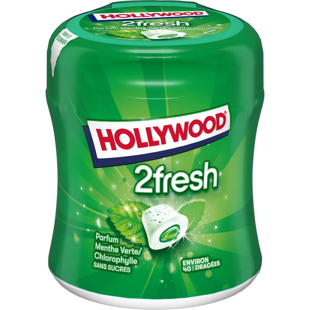 Hollywood - Chewing gum sans sucres 2fresh (menthe verte)