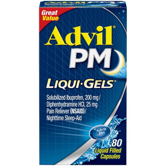 Advil PM Liqui-Gels Pain Reliever/ Nighttime Sleep-Aid Capsules, 40 CT