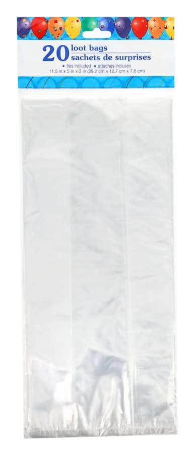 Cellophane Loot Bags, 11.5x5x3 in, Clear (20 ct)