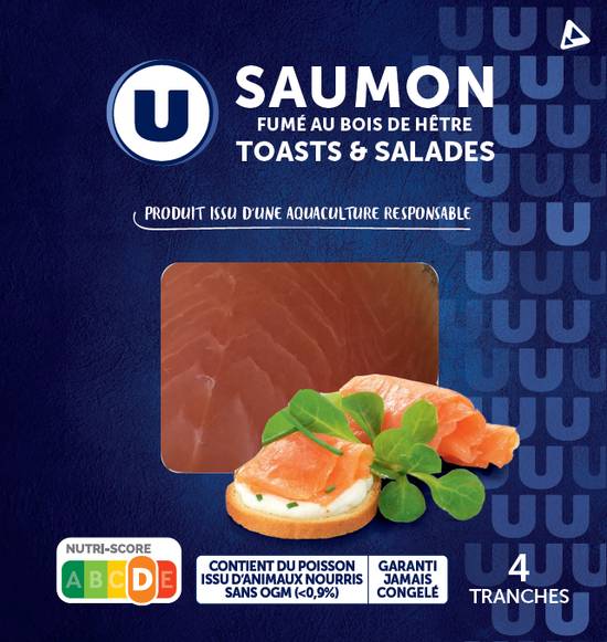 Les Produits U - Samon fumé atlantique Norvège toasts et salades